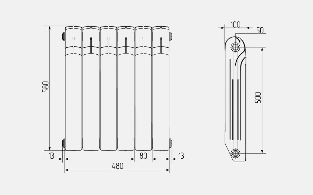 Ширина батарей отопления. Размер батареи 12 секций Биметалл. Батарея биметаллическая 10 секций размер. Размеры батареи Биметалл 6 секций. Размер радиатора отопления биметаллические 10 секций.
