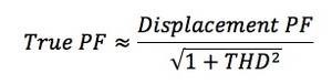 уравнение показывает, как гармоники влияют на полный коэффициент мощности