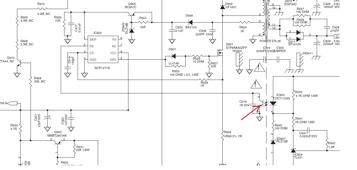 Tny280pn блок питания схема