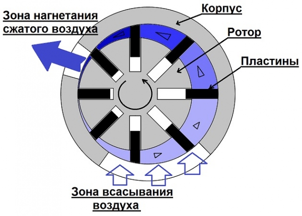 Принцип работы роторного компрессора