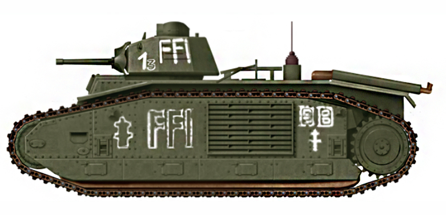 ​Рисунок танка B-1bis с маркировкой французского ополчения Источник — tanks-encyclopedia.com - Французский танк Char B-1. Часть III 